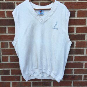 VTG TN Basketball Pullover Sweater Vest Mens Large Cream Embroidered Logo